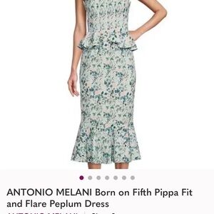 ANTONIO MELANI Born on Fifth Strapless Floral Dress - Blue and Green